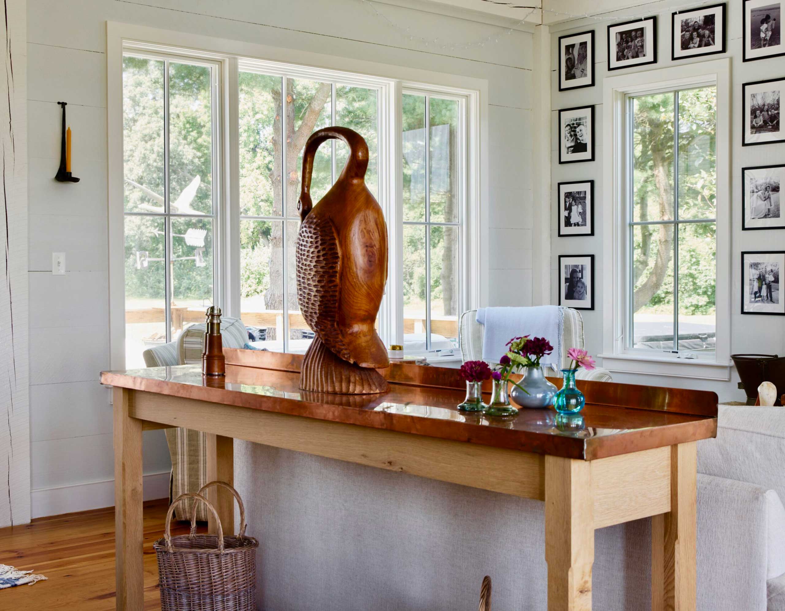 Sofa table made of copper